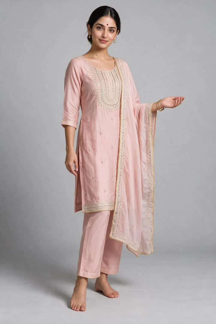 Blush Pink Embroidered Salwar Suit Set