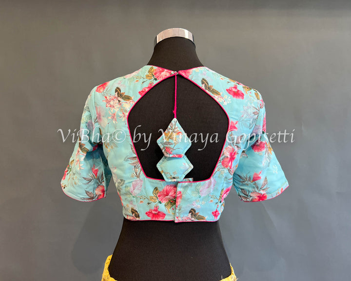 Sky blue floral blouse