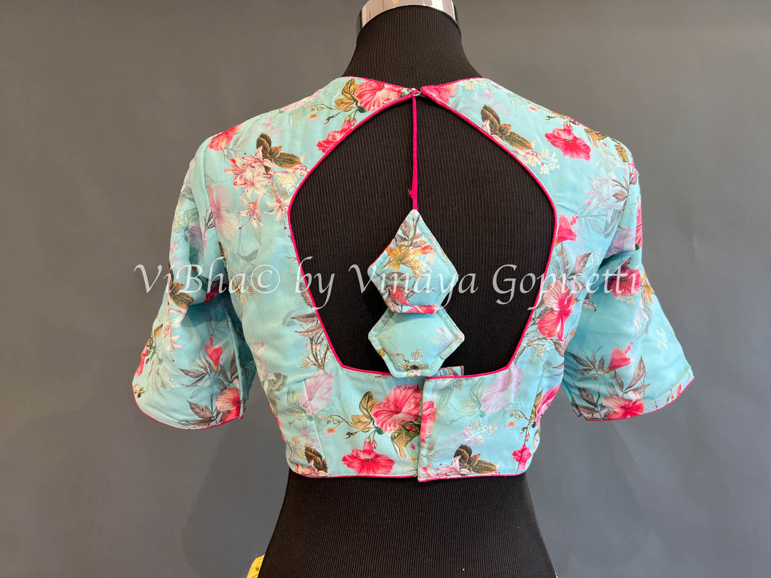 Sky blue floral blouse