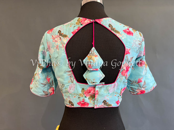 Sky blue floral blouse
