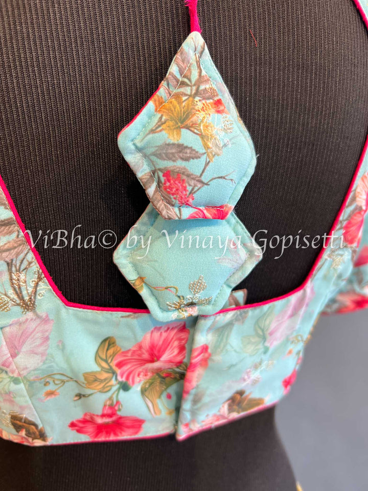 Sky blue floral blouse