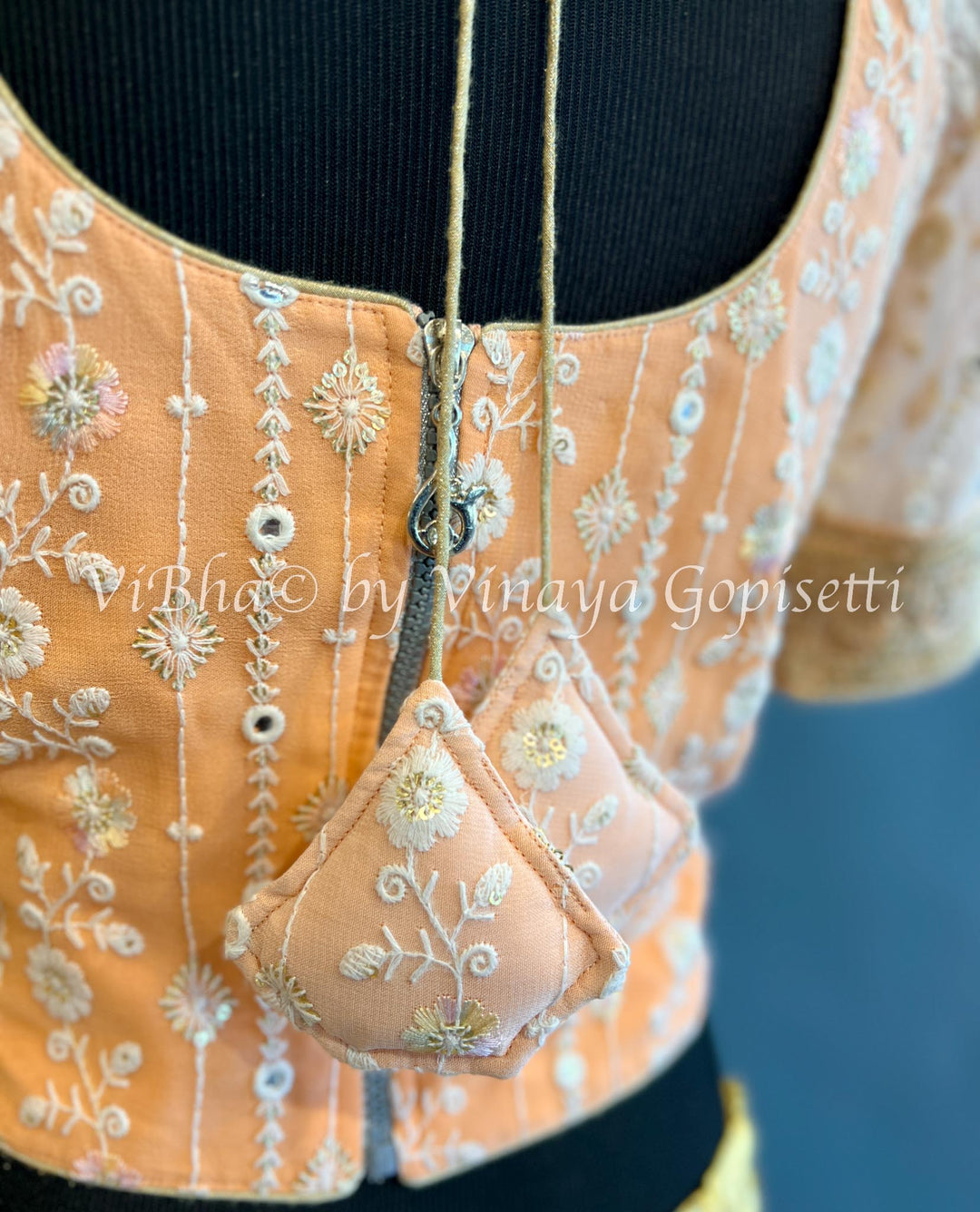 Peach Chikankari Blouse
