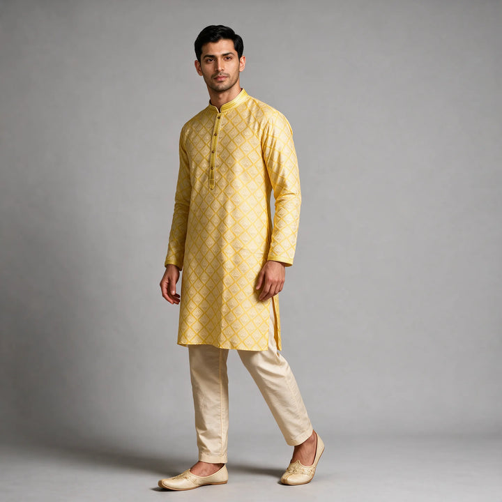 Bright Yellow Kurta With Bottom