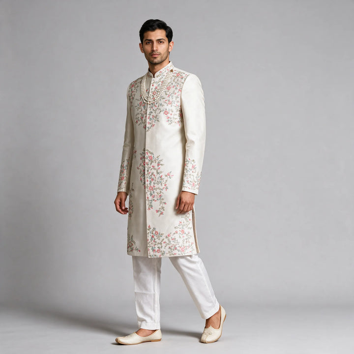 Ceramic Pearl Embroidered Indo Western Set