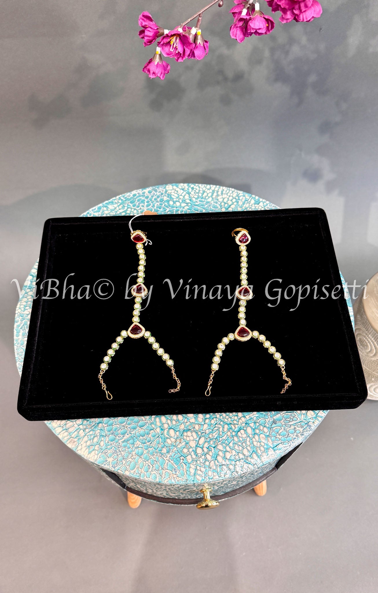 Ruby Stone Haath Phool | ViBha Traditional Jewelry