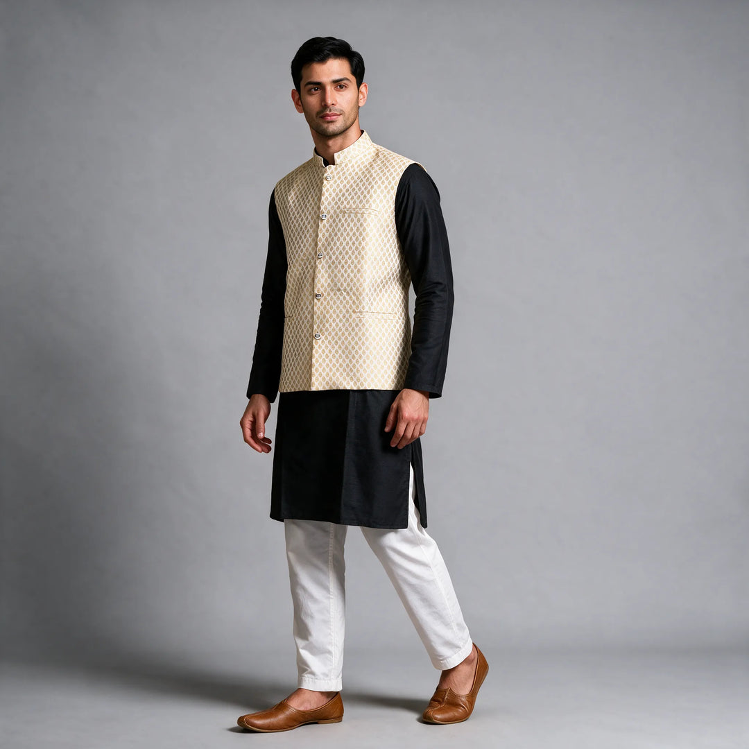 Ivory Banarasi Brocade Vest