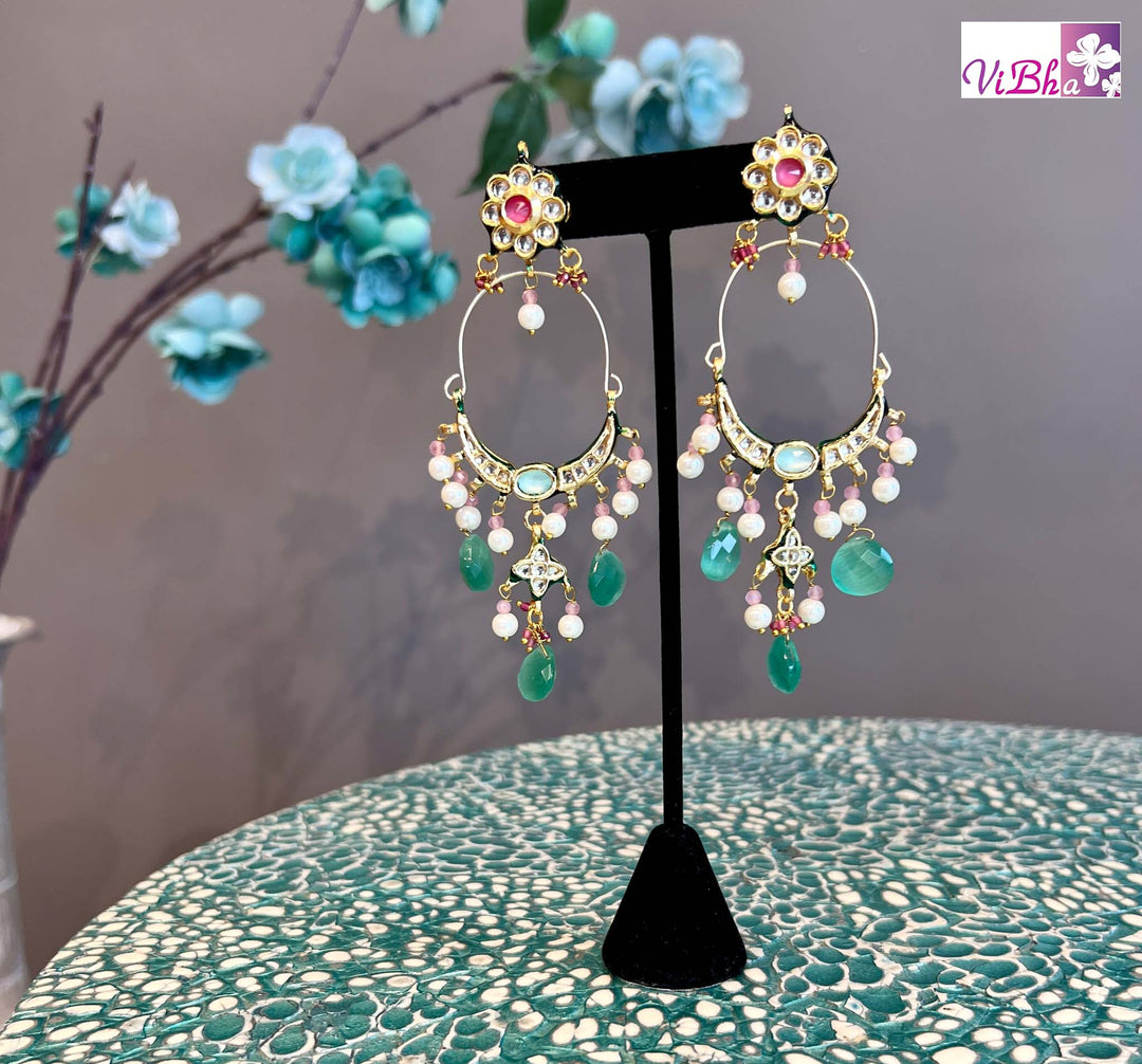 Kundan And Turqoiuse Finish Hoop Earrings – ViBha