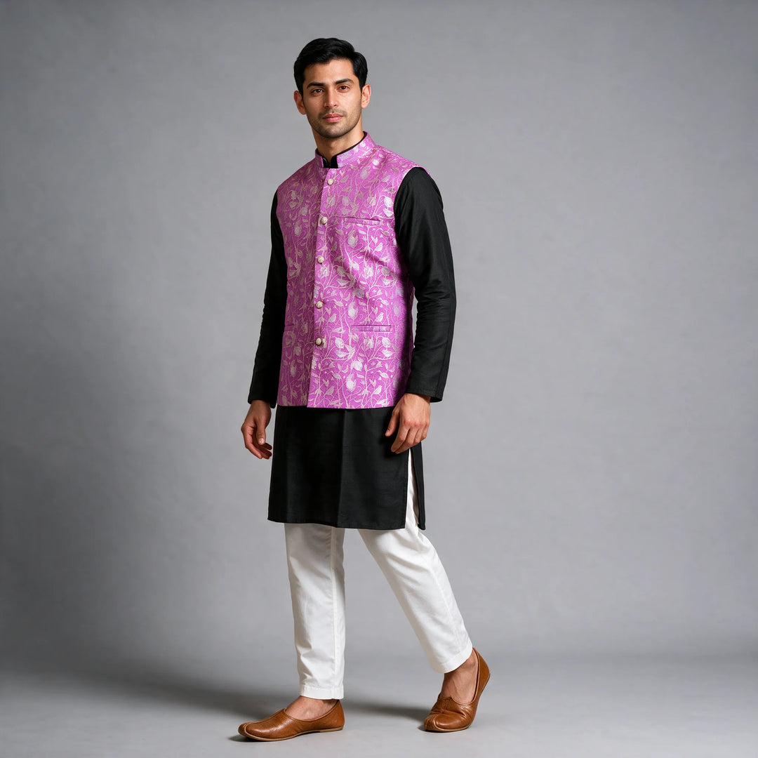 Light Purple Banarasi Brocade Vest