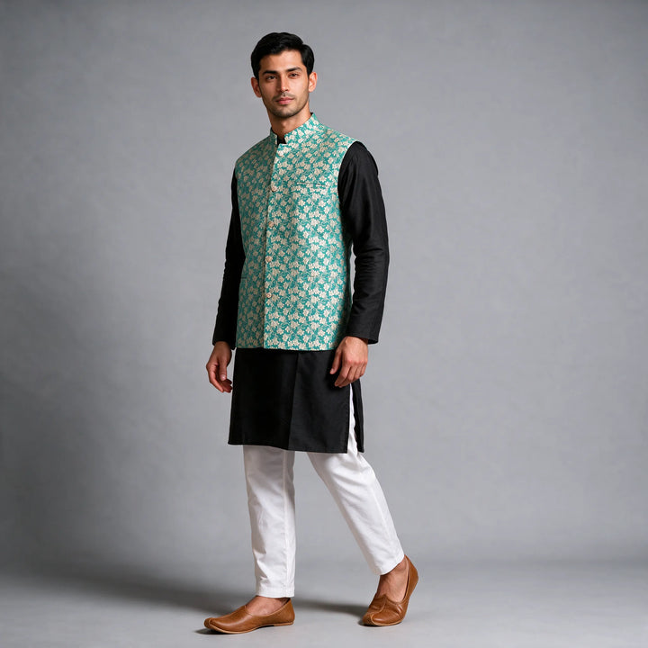 Pastel Green Banarasi Brocade Vest