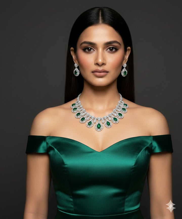 Emerald and AD Necklace Set