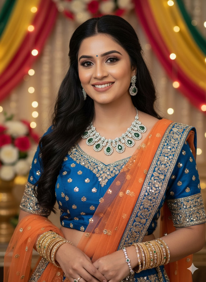 Emerald and AD Necklace Set