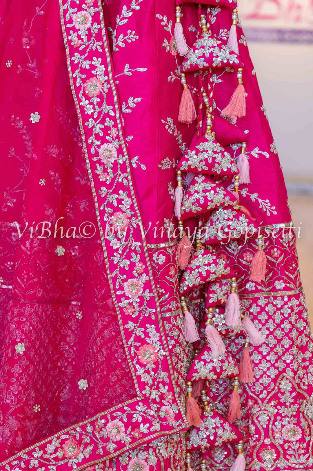 Accessories & Jewelry - Dark Pink Raw Silk Lehenga Blouse With Heavy Resham And Zari Embroidery And Net Dupatta