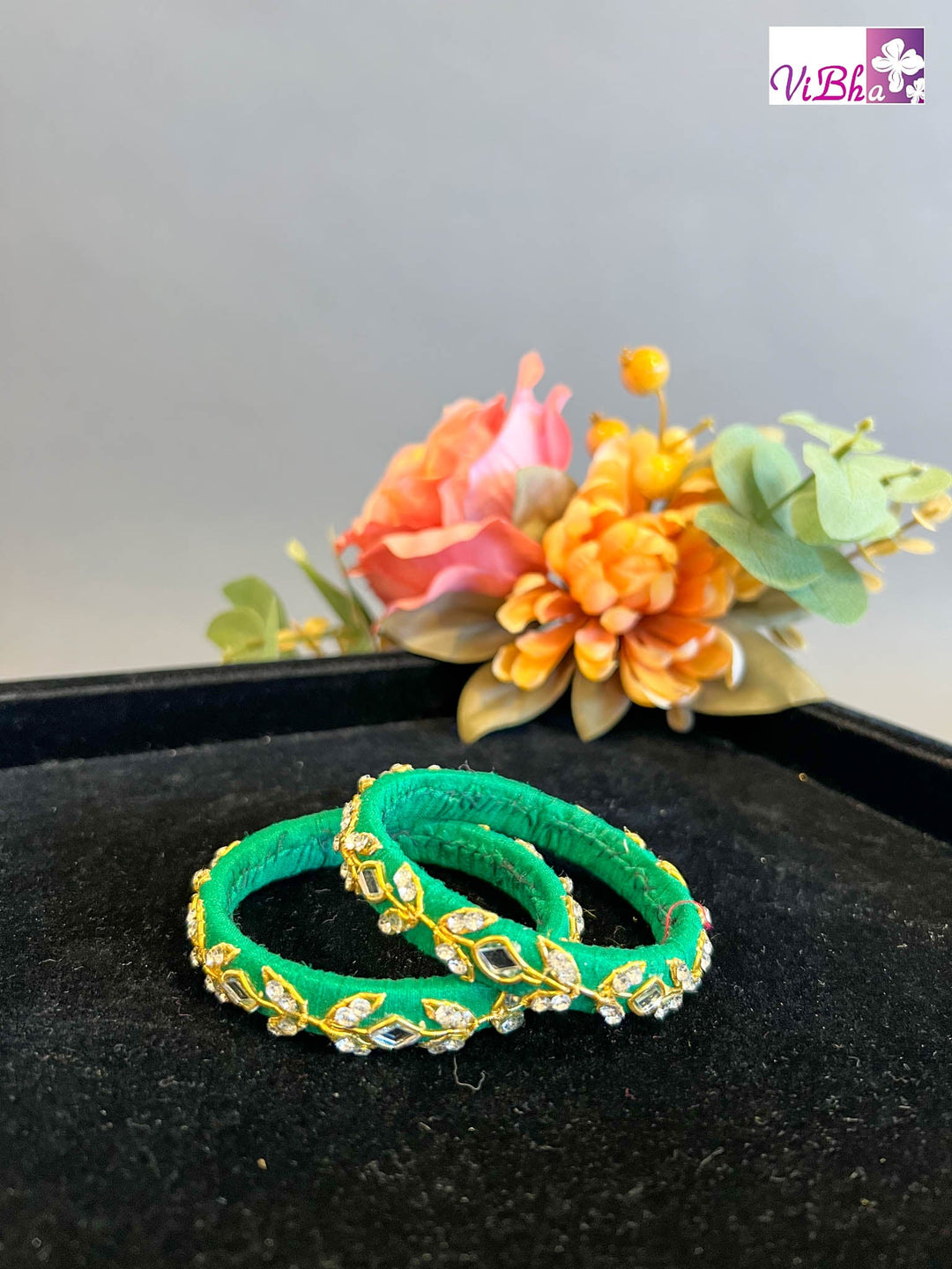 Zardosi Mirror Work Bangles| ViBha - Main Image