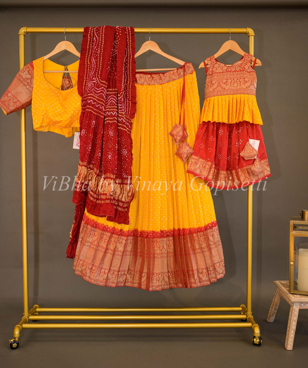 Lehengas - Mom And Daughter Bandhani Lehenga Set