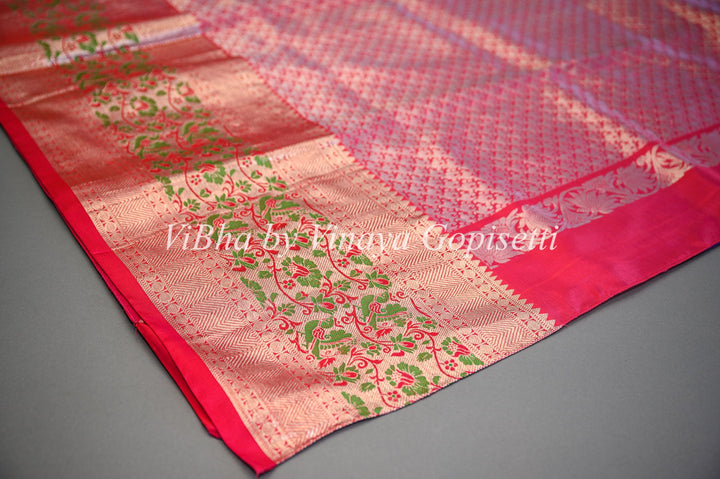 Sarees - Dark Purple And Red Combination Venkatagiri Silk Saree And Blouse